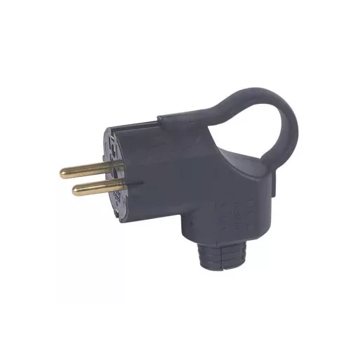 Legrand 050252 Földelt csatlakozódugó, oldalsó bekötésű, kihúzóval, fekete ( Legrand 050252 )