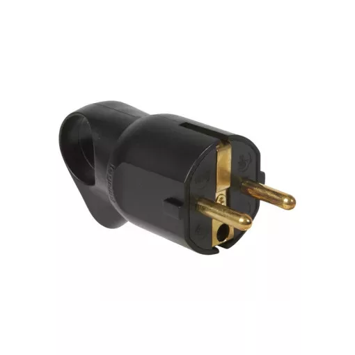 Legrand 050328 Földelt csatlakozódugó kiemelővel, hátsó bekötésű, fekete ( Legrand 050328 )
