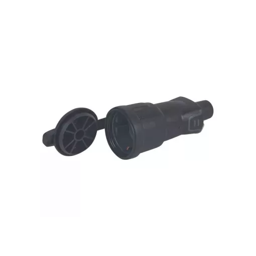 Legrand 050344 Gumi földelt csatlakozóaljzat, IP44, fekete ( Legrand 050344 )