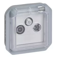   Legrand Plexo 55 069558L vízmentes IP55 TV-R-SAT aljzat, szürke burkolattal, ( szerelhető kivitel ), Legrand 069558L