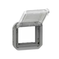  Legrand Plexo 55 069579L vízmentes IP55 Mosaic adapter füstszínű csapófedéllel, zárható, szürke burkolattal, ( szerelhető kivitel ), Legrand 069579L