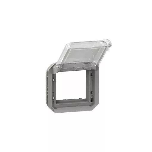 Legrand Plexo 55 069579L vízmentes IP55 Mosaic adapter füstszínű csapófedéllel, zárható, szürke burkolattal, ( szerelhető kivitel ), Legrand 069579L