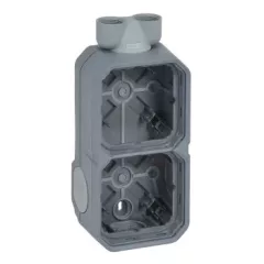   Legrand Plexo 55 069668L vízmentes IP55 falon kívüli függőleges 2-es doboz 2 bemenettel, membrános,, szürke színben, Legrand 069668L