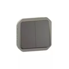   Legrand Plexo 55 069805L vízmentes IP55 dupla váltóérintkezős kapcsoló (106+6), antracit burkolattal, kerettel, süllyesztett kivitel ( összeszerelt ), 10A 250V, Legrand 069805L