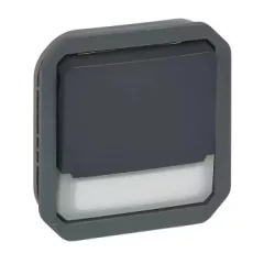   Legrand Plexo 55 069814L vízmentes IP55 váltóérintkezős nyomó (106), antracit burkolattal, kerettel, jelzőfénnyel , süllyesztett kivitel ( összeszerelt ), 10A 250V, Legrand 069814L