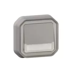   Legrand Plexo 55 069824L vízmentes IP55 váltóérintkezős nyomó (106), szürke burkolattal, kerettel, jelzőfénnyel , süllyesztett kivitel ( összeszerelt ), 10A 250V, Legrand 069824L