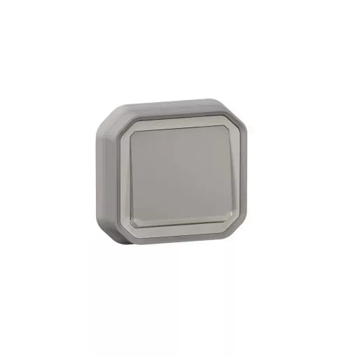 Legrand Plexo 55 069832L vízmentes IP55 egypólusú nyomó (N101), szürke burkolattal, kerettel, jelzőfénnyel , süllyesztett kivitel ( összeszerelt ), 10A 250V, Legrand 069832L
