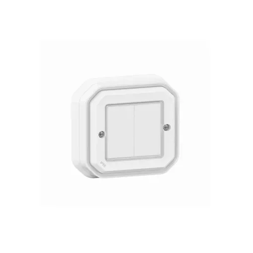 Legrand Plexo 55 069835L vízmentes IP55 Netatmo okos vezeték nélküli kettős kapcsoló, fehér burkolattal, kerettel, süllyesztett kivitel ( összeszerelt ), Legrand 069835L