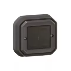   Legrand Plexo 55 069836L vízmentes IP55 Netatmo okos vezeték nélküli kettős kapcsoló, antracit burkolattal, kerettel, süllyesztett kivitel ( összeszerelt ), Legrand 069836L
