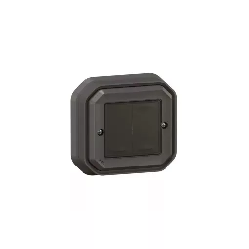 Legrand Plexo 55 069836L vízmentes IP55 Netatmo okos vezeték nélküli kettős kapcsoló, antracit burkolattal, kerettel, süllyesztett kivitel ( összeszerelt ), Legrand 069836L