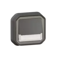   Legrand Plexo 55 069854L vízmentes IP55 váltóérintkezős nyomó (106), antracit burkolattal, kerettel, jelzőfénnyel , süllyesztett kivitel ( összeszerelt ), 10A 250V, Legrand 069854L