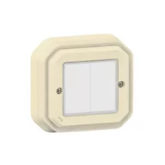   Legrand Plexo 55 069857L vízmentes IP55 Netatmo okos vezeték nélküli kettős kapcsoló, elefántcsont burkolattal, kerettel, süllyesztett kivitel ( összeszerelt ), Legrand 069857L