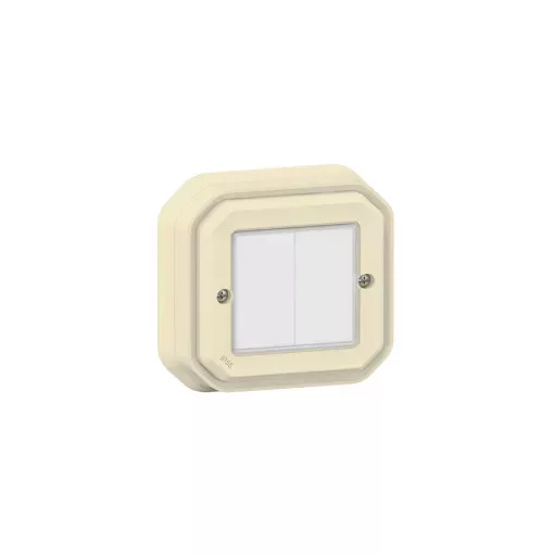 Legrand Plexo 55 069857L vízmentes IP55 Netatmo okos vezeték nélküli kettős kapcsoló, elefántcsont burkolattal, kerettel, süllyesztett kivitel ( összeszerelt ), Legrand 069857L