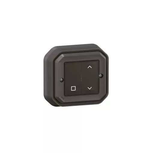 Legrand Plexo 55 069883L vízmentes IP55 Netatmo okos vezeték nélküli redőny/zsaluzia kapcsoló, antracit burkolattal, kerettel, süllyesztett kivitel ( összeszerelt ), Legrand 069883L