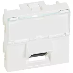   Legrand 076501 Program Mosaic RJ 45 informatikai csatlakozóaljzat, 1 x RJ 45 árnyékolatlan (UTP) Cat.5e, 2 modul széles, 45°-ban döntött aljzattal, fehér ( Legrand 076501 )
