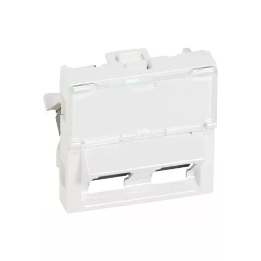 Legrand 076502 Program Mosaic RJ 45 informatikai csatlakozóaljzat, 2 x RJ 45 árnyékolatlan (UTP) Cat.5e, 2 modul széles, 45°-ban döntött aljzattal, fehér ( Legrand 076502 )