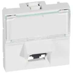   Legrand 076503 Program Mosaic RJ 45 informatikai csatlakozóaljzat, 1 x RJ 45 árnyékolatlan (UTP) Cat.6, 2 modul széles, 45°-ban döntött aljzattal, energiaoszlophoz, fehér ( Legrand 076503 )