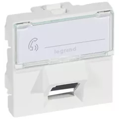   Legrand 076505 Program Mosaic RJ 45 informatikai csatlakozóaljzat, 1 x RJ 45 árnyékolt (FTP) Cat.6, 2 modul széles, 45°-ban döntött aljzattal, fehér ( Legrand 076505 )