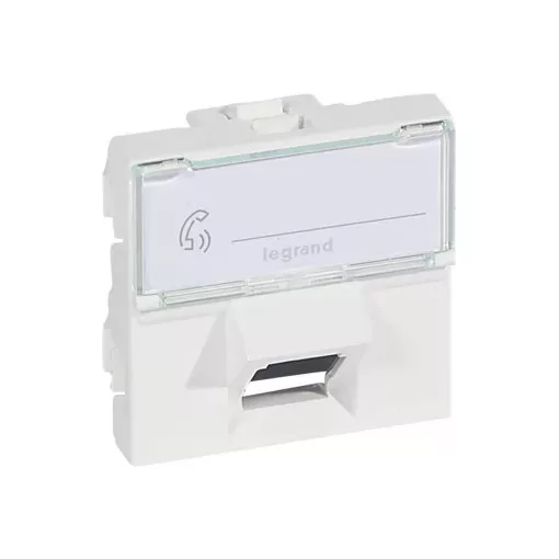 Legrand 076505 Program Mosaic RJ 45 informatikai csatlakozóaljzat, 1 x RJ 45 árnyékolt (FTP) Cat.6, 2 modul széles, 45°-ban döntött aljzattal, fehér ( Legrand 076505 )