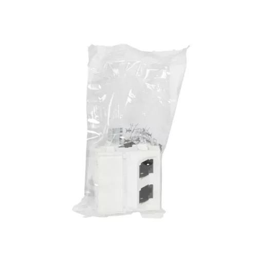 Legrand 076506 Program Mosaic RJ 45 informatikai csatlakozóaljzat, 2 x RJ 45 árnyékolt (FTP) Cat.6, 2 modul széles, 45°-ban döntött aljzattal, fehér ( Legrand 076506 )