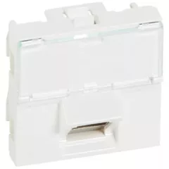   Legrand 076507 Program Mosaic RJ 45 informatikai csatlakozóaljzat, 1 x RJ 45 árnyékolt (STP) Cat.6, 2 modul széles, 45°-ban döntött aljzattal, energiaoszlophoz, fehér ( Legrand 076507 )