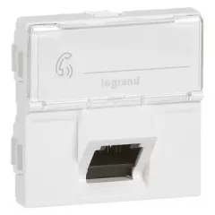   Legrand 076509 Program Mosaic RJ 45 informatikai csatlakozóaljzat, 1 x RJ 45 árnyékolatlan (UTP) Cat.6A, 2 modul széles, 45°-ban döntött aljzattal, fehér ( Legrand 076509 )