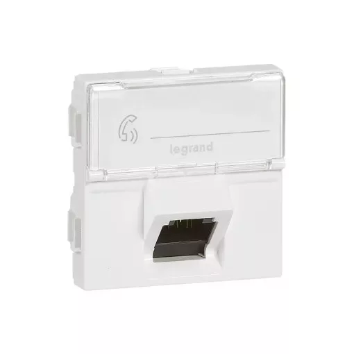 Legrand 076509 Program Mosaic RJ 45 informatikai csatlakozóaljzat, 1 x RJ 45 árnyékolatlan (UTP) Cat.6A, 2 modul széles, 45°-ban döntött aljzattal, fehér ( Legrand 076509 )