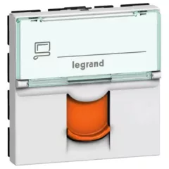   Legrand 076523 Program Mosaic RJ 45 informatikai csatlakozóaljzat, 1 x RJ 45 árnyékolt (FTP) Cat.6, 2 modul széles, narancssárga redőnnyel, fehér ( Legrand 076523 )