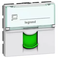   Legrand 076524 Program Mosaic LCS2 RJ45 aljzat Cat 6A STP, 2 modul, fehér, zöld redőnnyel ( Legrand 076524 )