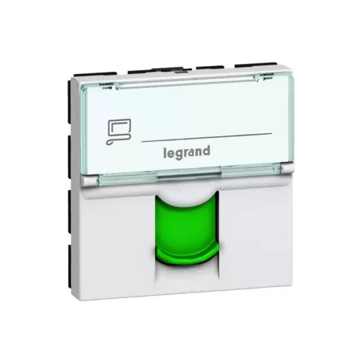 Legrand 076524 Program Mosaic LCS2 RJ45 aljzat Cat 6A STP, 2 modul, fehér, zöld redőnnyel ( Legrand 076524 )