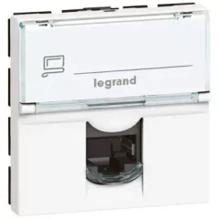   Legrand 076591 Program Mosaic RJ 45 informatikai csatlakozóaljzat, 1 x RJ 45 árnyékolatlan (UTP) Cat.6, 2 modul széles, 90°-ban elforgatott, energiaoszlophoz, fehér ( Legrand 076591 )