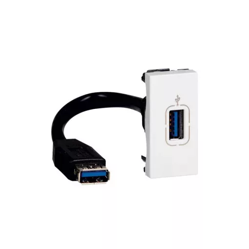 Legrand 078746 Program Mosaic USB aljzat, elővezetékezett, 1 modulos, fehér ( Legrand 078746 )