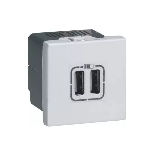 Legrand 079394 Program Mosaic kettős USB töltő aljzat, 1500 mA, 2 modulos, alumníium ( Legrand 079394 )
