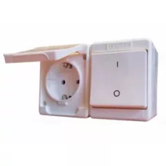   Legrand 083915 Kontállux IP44 kétpólusú kapcsoló + 2P+F csatlakozóaljzat, fehér ( Legrand 083915 )