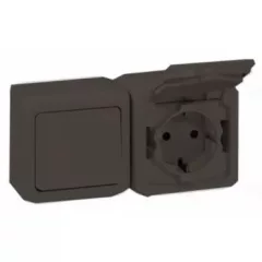   Legrand 083935 Kontállux IP44 kétpólusú kapcsoló + 2P+F csatlakozóaljzat, barna ( Legrand 083935 )