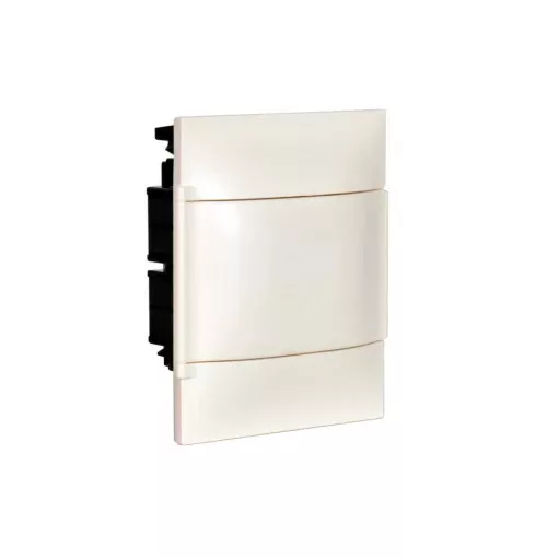 Legrand 134166 Practibox S műanyag kiselosztó 6 modul, 1 sor, Teli ajtóval, IP40, gipszkarton falba süllyesztett, PE és N sínnel, méret : 233x220x100 mm