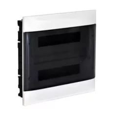   Legrand 135172 Practibox S műanyag kiselosztó 24 modul, 2 sor, Füstszínű ajtóval, IP40, gipszkarton falba süllyesztett, PE és N sínnel, méret : 385x328x103 mm