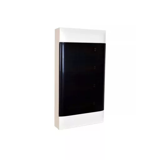 Legrand 135214 Practibox S műanyag kiselosztó 48 modul, 4 sor, Füstszínű ajtóval, IP40, falon kívüli, PE és N sínnel, méret : 766x328x108 mm