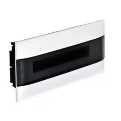   Legrand 137176 Practibox S műanyag kiselosztó 18 modul, 1 sor, Füstszínű ajtóval, IP40, gipszkarton falba süllyesztett, PE és N sínnel, méret : 235x436x102 mm