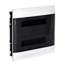   Legrand 137177 Practibox S műanyag kiselosztó 36 modul, 2 sor, Füstszínű ajtóval, IP40, gipszkarton falba süllyesztett, PE és N sínnel, méret : 385x436x103 mm
