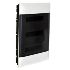   Legrand 137178 Practibox S műanyag kiselosztó 54 modul, 3 sor, Füstszínű ajtóval, IP40, gipszkarton falba süllyesztett, PE és N sínnel, méret : 615x436x103 mm