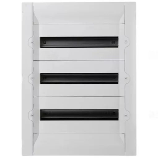 Legrand 401758 Practibox3 süllyesztett kiselosztó, átlátszó füstszínű ajtóval, védőföld és nulla elosztókapoccsal, 3 sor 54 modul, 592x422 ( Legrand 401758 )