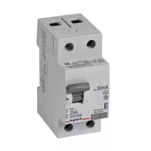 Legrand, RX3, 402036, Áram-védőkapcsoló (Fi-relé), A osztály, 2P, 25A, 30 mA. RX3 (Legrand 402036)