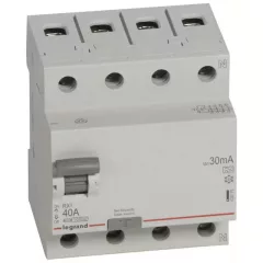  Legrand, RX3, 402075, Áram-védőkapcsoló (Fi-relé), A osztály, 4P, 40A, 30 mA. RX3 (Legrand 402075)