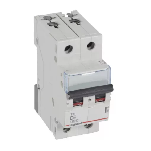 Legrand 403734 TX3 Kismegszakító. 2P, 6A, D karakterisztika, 6kA