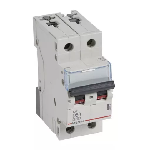 Legrand 403743 TX3 Kismegszakító. 2P, 50A, D karakterisztika, 6kA