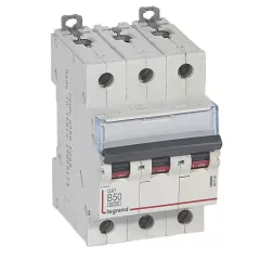   Legrand 407566 DX3 Kismegszakító. 3P, 50A, B karakterisztika, 6kA