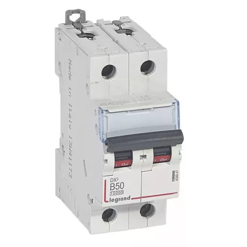Legrand 408947 DX3 Kismegszakító. 2P, 50A, B karakterisztika, 10kA