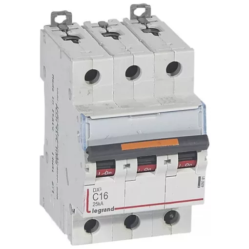 Legrand 409781 DX3 Kismegszakító. 3P, 16A, C karakterisztika, 25kA