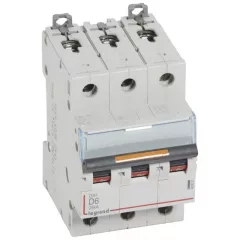   Legrand 409831 DX3 Kismegszakító. 3P, 6A, D karakterisztika, 25kA